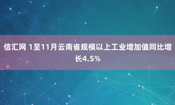 信汇网 1至11月云南省规模以上工业增加值同比增长4.5%